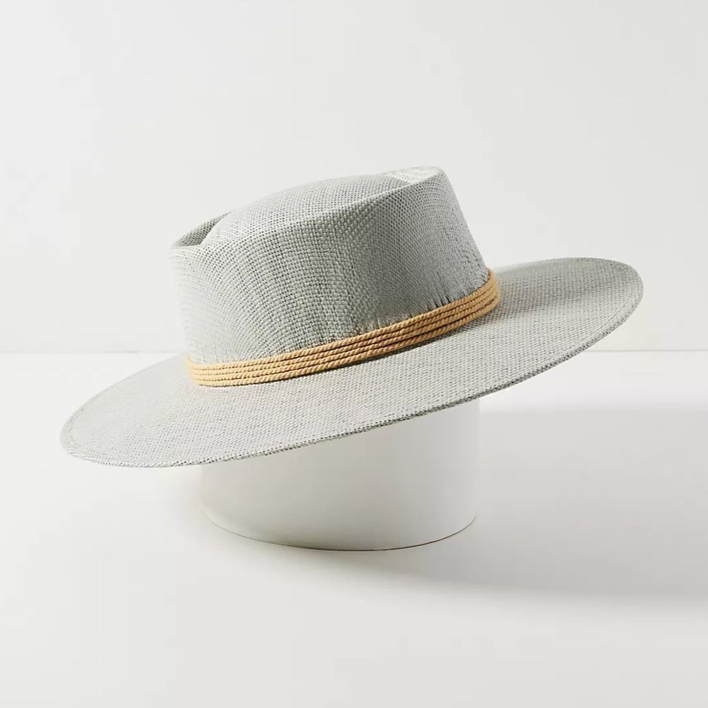 Anthropologie Light Gray Hat with Tan Band